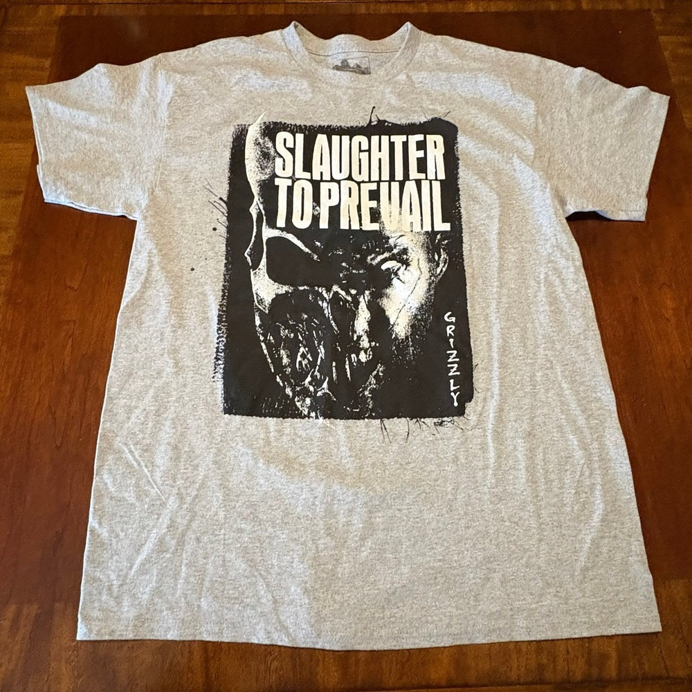 Slaughter to Prevail Shirt Large Gray Sumerian Records Deathcore Metal Grizzly